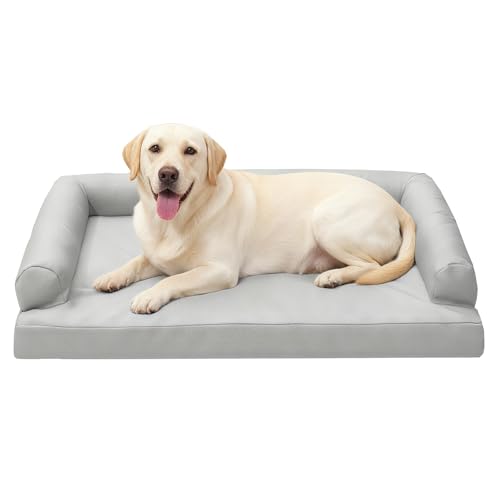 Maihandasi Indestructible Dog Bed - Orthopedic Memory Foam Dog Bed, Waterproof Washable Cover with Non-Slip Bottom & Durable Pet Couch Sofa for Medium Large Dogs, 30" x 20" Gray