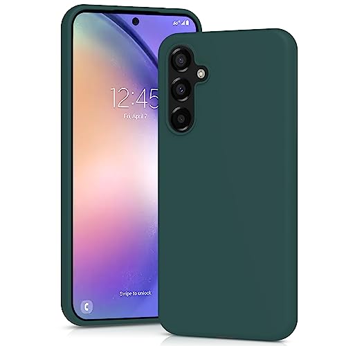 YATWIN Silicone Case for Samsung Galaxy A54 Soft-Touch Shockproof Slim Durable Phone Cover - Dark Green