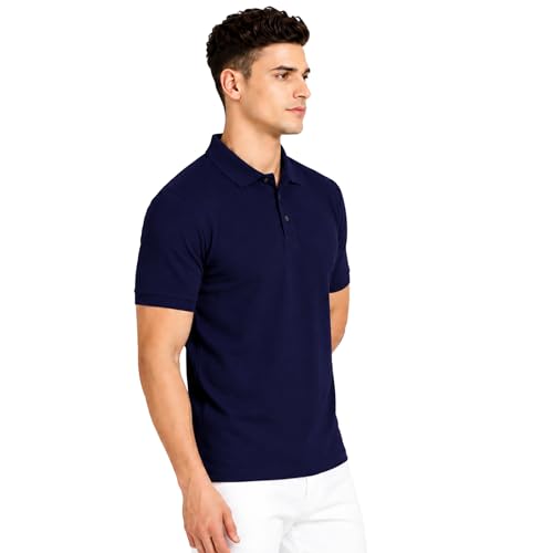 Image of Men's Plain Polo T-Shirt | Cotton Blend Regular Fit Casual Collar T-Shirt