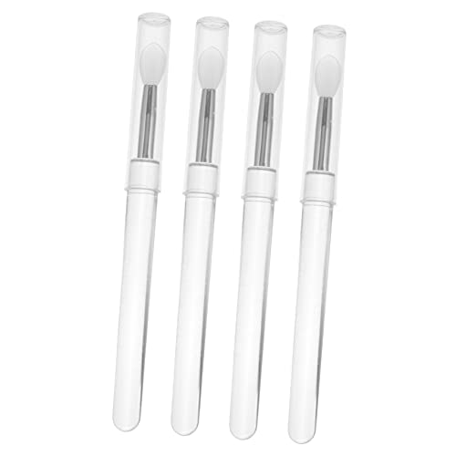 IWOWHERO Lip Brush Set 4pcs Silicone Lip Lipstick and Eye Shadow Brushes Cover for Travel Daily Use