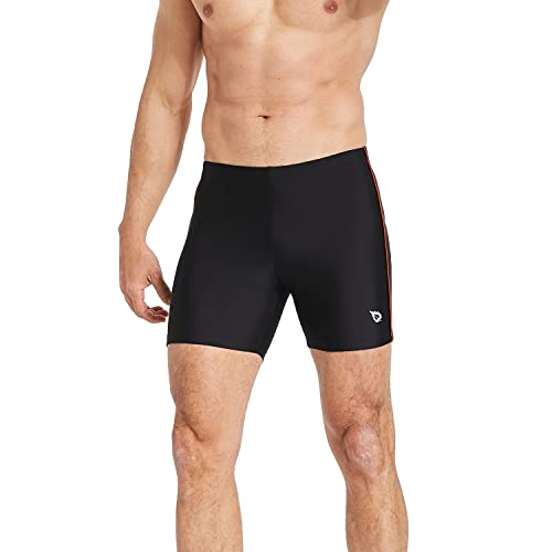 Baleaf BALEAFACF0140945218MA Men'S Athletic Quick Dry Compression Square Leg Jammers Swim Brief Swimsuit Black Orange Sise S cover