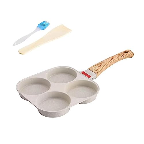 PANGBOER Sartén gruesa para tortilla de huevos fritos uniformes con 4 tazas, sartén de aleación de aluminio para desayuno, estufa de gas e inducción