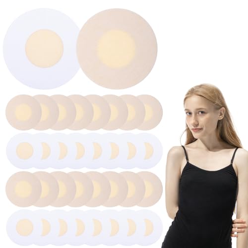 50 Pieces Nipple Pasties for Women, Round Self-Adhesive Nipple Covers Pasties Breast Cover Disposable Nipple Breast Pads Stickers No Show Bra Pad Nude