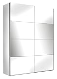 Möbel Jack Schwebetürenschrank - Alpinweiß - Weiß Hochglanz - 136 x 210 cm - mit Spiegel