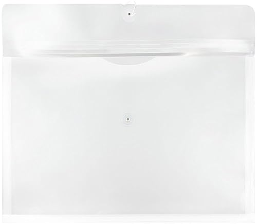 JAM PAPER Envelopes de plástico com fecho de botão e cordão - livreto grande - 30 x 45 - transparent