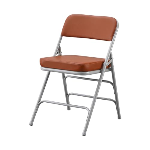 KAIHAOWIN Silla Plegable Acolchada Extra Gruesa, Silla Plegable con Cojín Extra Suave, Silla Plegable de Confort para Sala de Estar, Comedor y Oficina, Marrón