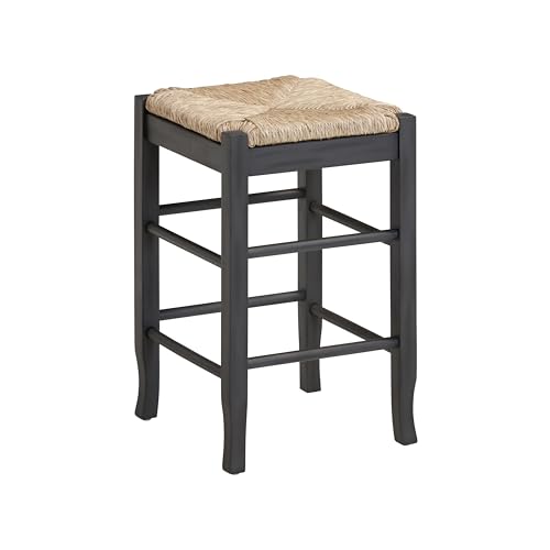 Square Rush Backless Counter Stool – Charcoal Grey Finish