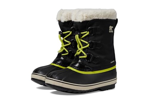 SOREL Children's Yoot Pac Nylon Waterproof Boot - Black, Chartreuse - 7