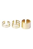 Color: plateado Anillo - SODIAL(R)3pzs Anillo abierto superior del nudillo sobre el dedo medio- Dorado