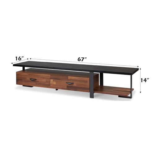 Image of Walnut Black TV Stand