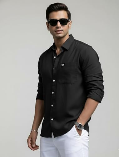 Image of IndoPrimo Men's Regular Fit Cotton Casual Shirt | Premium Solid Full Sleeve Shirt