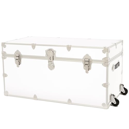 Image of Rhino Trunk & Case Classic XXL Home Storage & College Trunk With Wheels - 36 inchx18 inchx18 inch, Seats 1500+ lbs, Soft-Close Lid. USA Made Secure Dorm Furniture, Organization, Steamer Style Blanket Chest