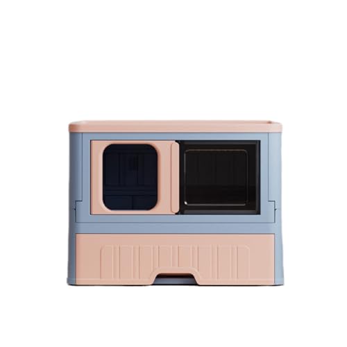 XVVX 猫用トイレ本体 大型 フルカバー 猫トイレ カーキ 引き出し式 ふた付き おしゃれ 猫砂が飛び散り防止 臭い防止 猫用品 砂落とし トイレ スコップ付き 猫用トイレ (完全密閉式折りたたみ式猫用トイレ(スモールサイズ) - パウダーブルー)