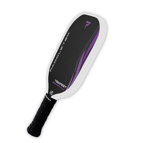 Paddletek Tempest Wave PRO-C 14.3mm - USAPA Approved Pickleball Paddles with Polymer Honeycomb Core - PT-700 Unidirectional Carbon Fiber – Torsional Weighting & High Tack Performance Grip