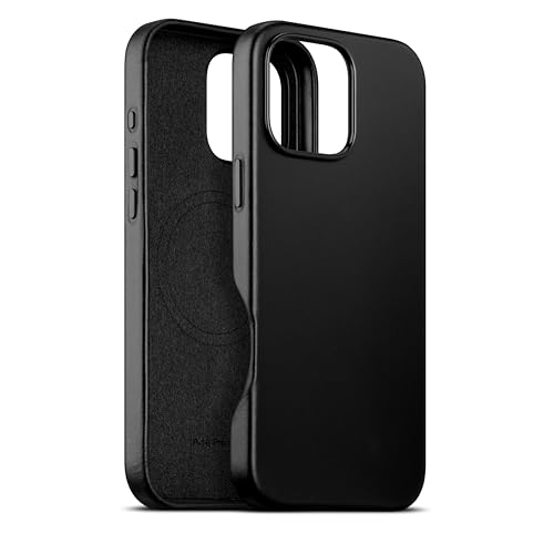 Étui en cuir iPhone 16 Pro Max Maogoam : luxe tanné végétal et boutons métal noir