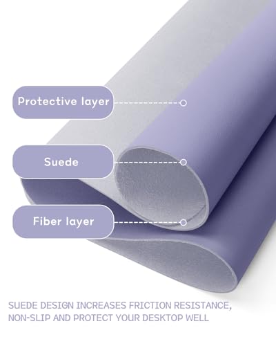 Image of YSAGi Non-Slip Desk Pad,Mouse Pad,Waterproof PVC Leather Desk Table Protector,Ultra Thin Large Desk Blotter, Easy Clean Laptop Desk Writing Mat for Office Work /Home /Decor(Lavender, 31.5 inch x 15.7 inch)