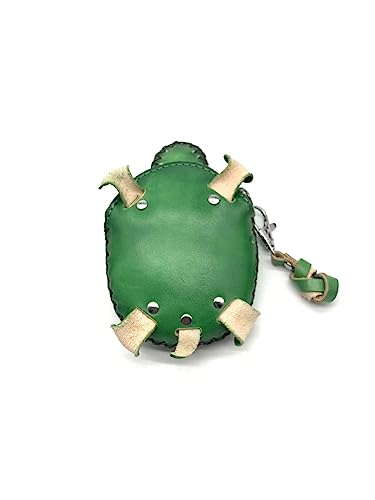 Handmade Vintage Genuine Leather 3D Turtle Animal Coin Purse With Removable Wrist Strap (Green)2