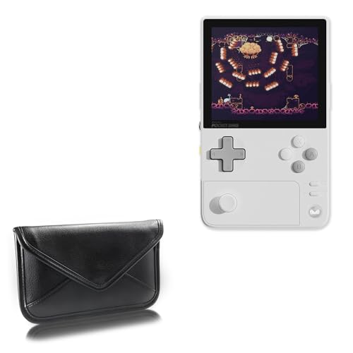 BoxWave Case Compatible with Ayaneo Pocket DMG - Elite Leather Messenger Pouch, Synthetic Leather Cover Case Envelope Design - Jet Black