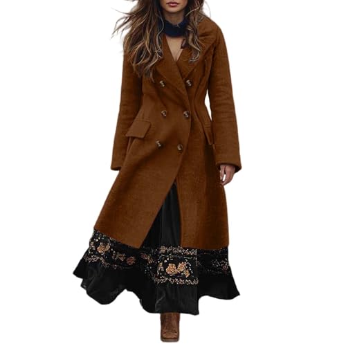 Gabardina cruzada para mujer: abrigo largo de lana cálido y elegante