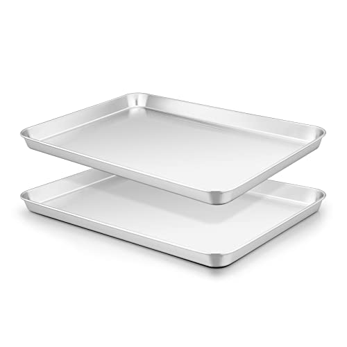 Oven Baking Tray Set of 2, Onader Stainless Steel Baking Cookie Sheet Pans for Baking Cooking Serving, Non Toxic & Healthy, Heavy Duty & Rust Free, Mirror Finished & Dishwasher Safe, 31.4x24.6x2.5cm Oven Baking Tray Set of 2, Onader Stainless Steel Baking Cookie Sheet Pans for Baking Cooking Serving, Non Toxic & Healthy, Heavy Duty & Rust Free, Mirror Finished & Dishwasher Safe, 31.4x24.6x2.5cm