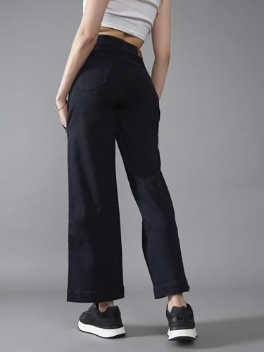Image of Miss Chase Women's Wide-Leg High-Rise Regular-Length Stretchable Shaping Denim Jeans