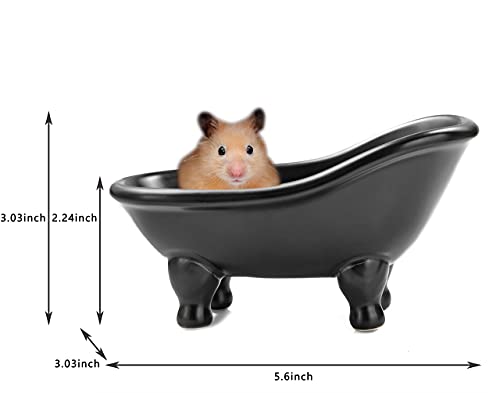 Dodococa 1Piece 5.6 Inch Black Ceramic Mini Bathtub Soap Dish Small Planter Makeup Organizer Container Hamster Bathtub  thumb #4