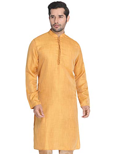 Image of VASTRAMAY Men's Beige Cotton Silk Blend Kurta