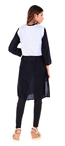 Image of Craft Trade Women's Cotton Embroidered Kutchi Jacket with Tassels Sleeveless Mirror Work