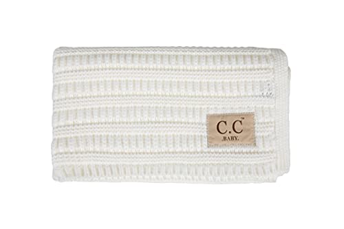 Image of Funky Junque Large Soft Warm Lightweight Baby Throw Blanket for Toddler Bed, Strollers, Naps, Daycare Preschool Baby Throw Blanket - Ribbed Knit - Ivory