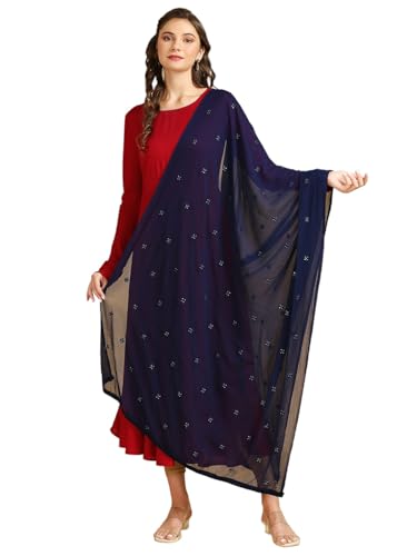 Image of DUPATTA BAZAAR Women's Embroidered Chiffon Dupatta with Delicate Sequins