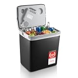 TZS First Austria - Frigo Portatile Elettrico 32L - Tripla Alimentazione con USB-C PD 3.0 - Raffreddamento e Riscaldamento - 12V/230V/USB-C - Minibar - Nero/Grigio