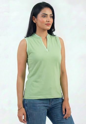 Image of Wear Your Opinion Mandarin Collar Sleeveless T Shirt for Women Top