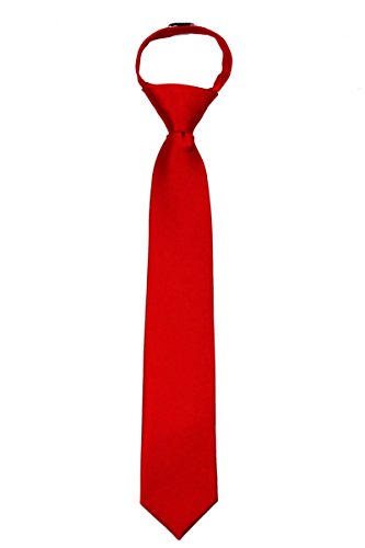 B-ZIP-ADF-24 - Boys Solid Formal Tuxedo 14 inch Zipper Necktie