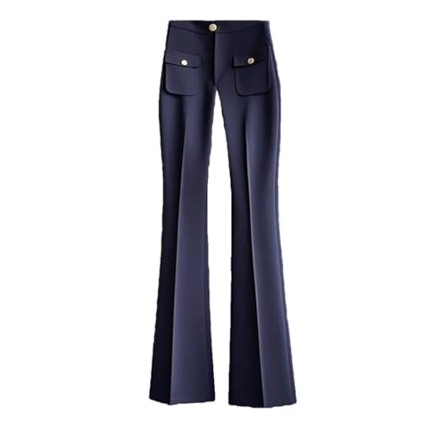 Women High Waist Casual Suit Pant Office Lady Fashion Flared Pants Wide Leg Vintage Slim Trousers
