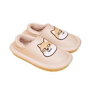 BUJNIE Winter Slippers Vrouwen Winter Paar Warm Eva Womens Schoenen Thuis Vrouwen Slippers Waterdichte Pluche Indoor Mannen Slippers-Max0217-Beige, 42-43