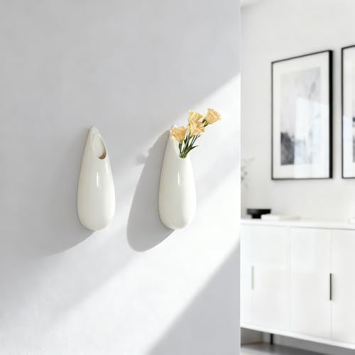 Vase mural pour plantes succulentes en céramique blanche moderne - 3