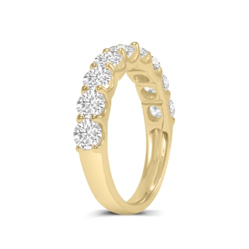 TimeLess Classics 14K Gold Lab Grown Nine Stone Diamond Anniversary Bands and Wedding Rings For Women (Available From 0.50-3 CTW) (Available Ring Size: 4.5 to 10)4