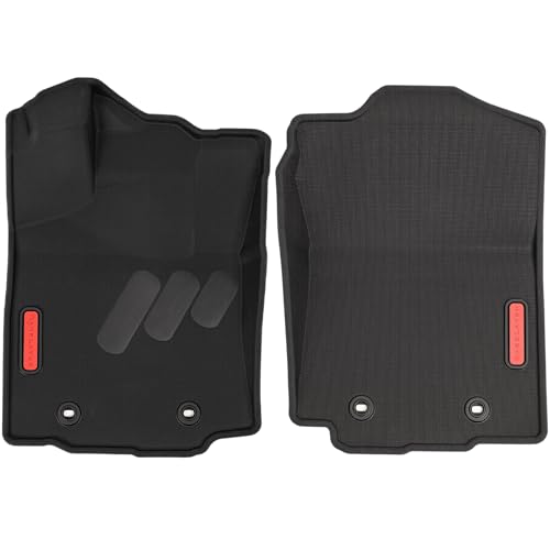 BaseLayer Elite Floor Mats for Toyota Tacoma (2016-2023) Double Cab & Access Cab - Made in USA – All-Weather Mats for TRD, SR, SR5, Limited - Automatic Transmission Only - Front (Red Logo)
