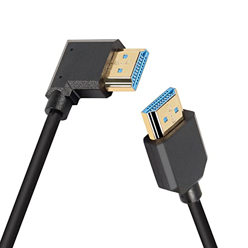 PNGKNYOCN Câble court HDMI 2.1 8K, 0,3 m, ultra haut débit à 90 degrés, coudé à droite, câble HDMI mâle vers mâle, prend en charge 8K @ 60 Hz, HDR...