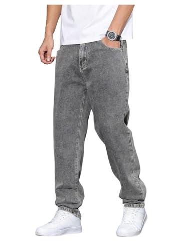 GORGLITTER Men's Baggy Jeans 90s Vintage High Waist Denim Pants Hip Hop Streetwear Trousers