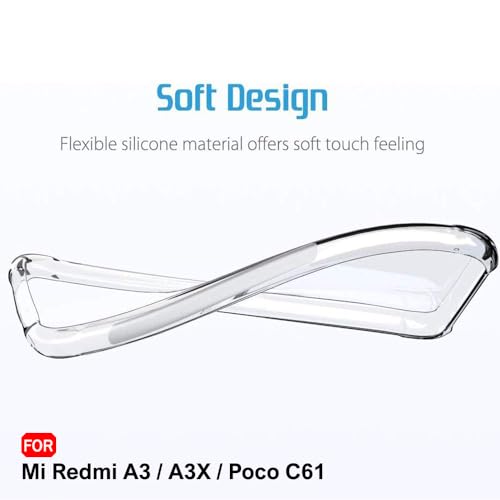 Image of TheGiftKart Crystal Clear Back Cover Case for Mi Redmi A3 / A3X / Poco C61 | Shockproof Soft TPU Case | Cushioned Edges for Ultimate Protection Back Cover Case (TPU, Transparent)