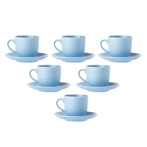 Image of Clay Craft Fine Ceramic Horizon Blue Cups & Saucer, Set of 12, Cups for Tea & Coffee, Gift Set, Elegant Design for Home and Kitchen and Can Be Gifted to Your Loved Ones On Any Occassions