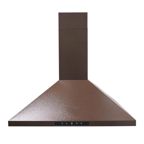 CT Copper Tailor 30 in. Range Hood Wall Mount Ducted/Ductless Convertible, Copper Vent Hood with4-Speed Exhaust Fan,Lights, 610 CFM,Touch Control Panel with Baffle Filters