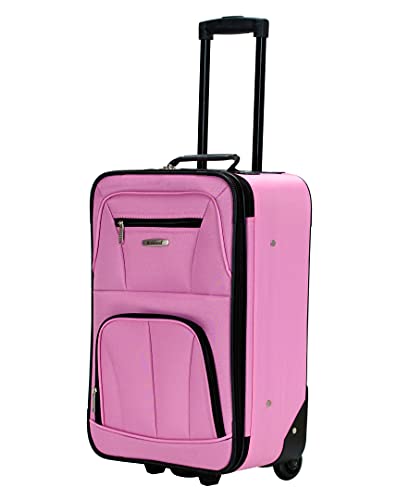 Image of Rockland Fashion Softside Upright Luggage Set, Expandable, Pink, 4-Piece (14 /19 /24 /28)