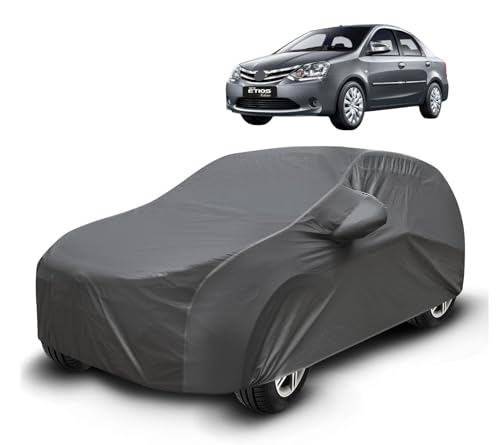Image of Auto Hub Waterproof Car Cover Compatible with Etios with Mirror Pockets, Soft Cotton Lining, Etios Car Cover Waterproof, Grey