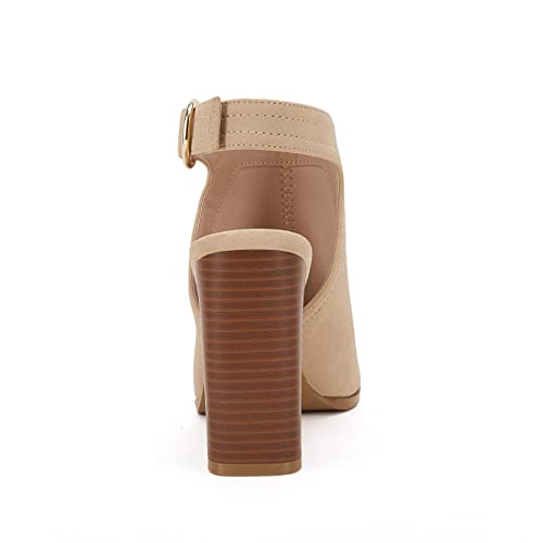 Image of Ermonn Women's Open Peep Toe Sandals Chunky Block High Heel Cutout Booties | 3.5-In Stacked Heeled, Ankle Strap, Adjustable Buckle, Summer Dressy Casual Shoes, Work, Party