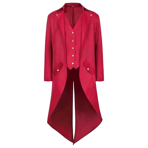 Men's Button Down Medieval Tailcoat Suit Steampunk Swallowtail Tuxedo Suit Blazer Vintage Party Suit Coat