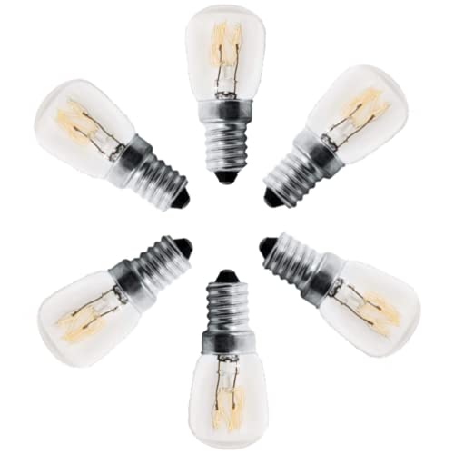 Royalux Lot de 6 veilleuses à intensité variable T25 40 W E12 blanc chaud de remplacement jusqu'à 300 °C pour four, lampe à lave, chauffe-cire, réfrigérateur (E14 ST26)