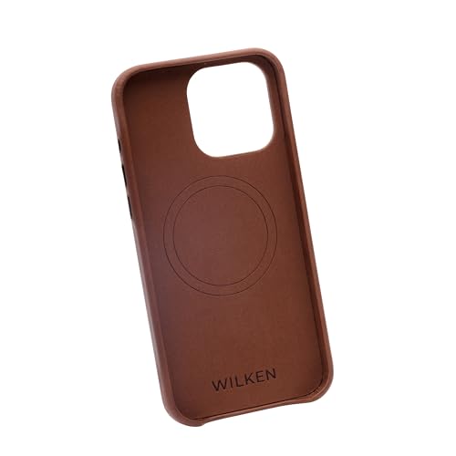 Wilken Leather Slim Phone Case Compatible with iPhone 15 Pro | Compatible with MagSafe & Wireless Charging | Premium Top-Grain Leather Cover with Metal Buttons (15 Pro, Brown) by W WILKEN - Image 9
