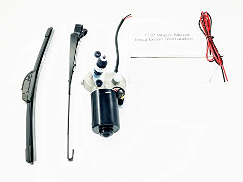 Image of 12V Electric UTV Windshield Wiper Motor Kit Fits Polaris Ranger RZR Kawasaki Honda Pioneer Golf Cart Agriculture Vehicle,110 Degree Swing Motor Wipers